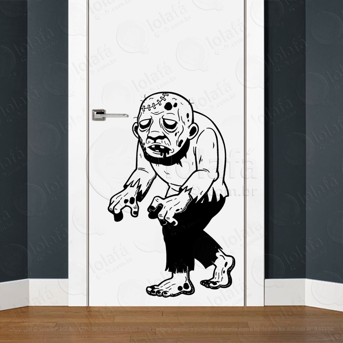 zombie adesivo de parede para quarto, porta e vidro - mod:125