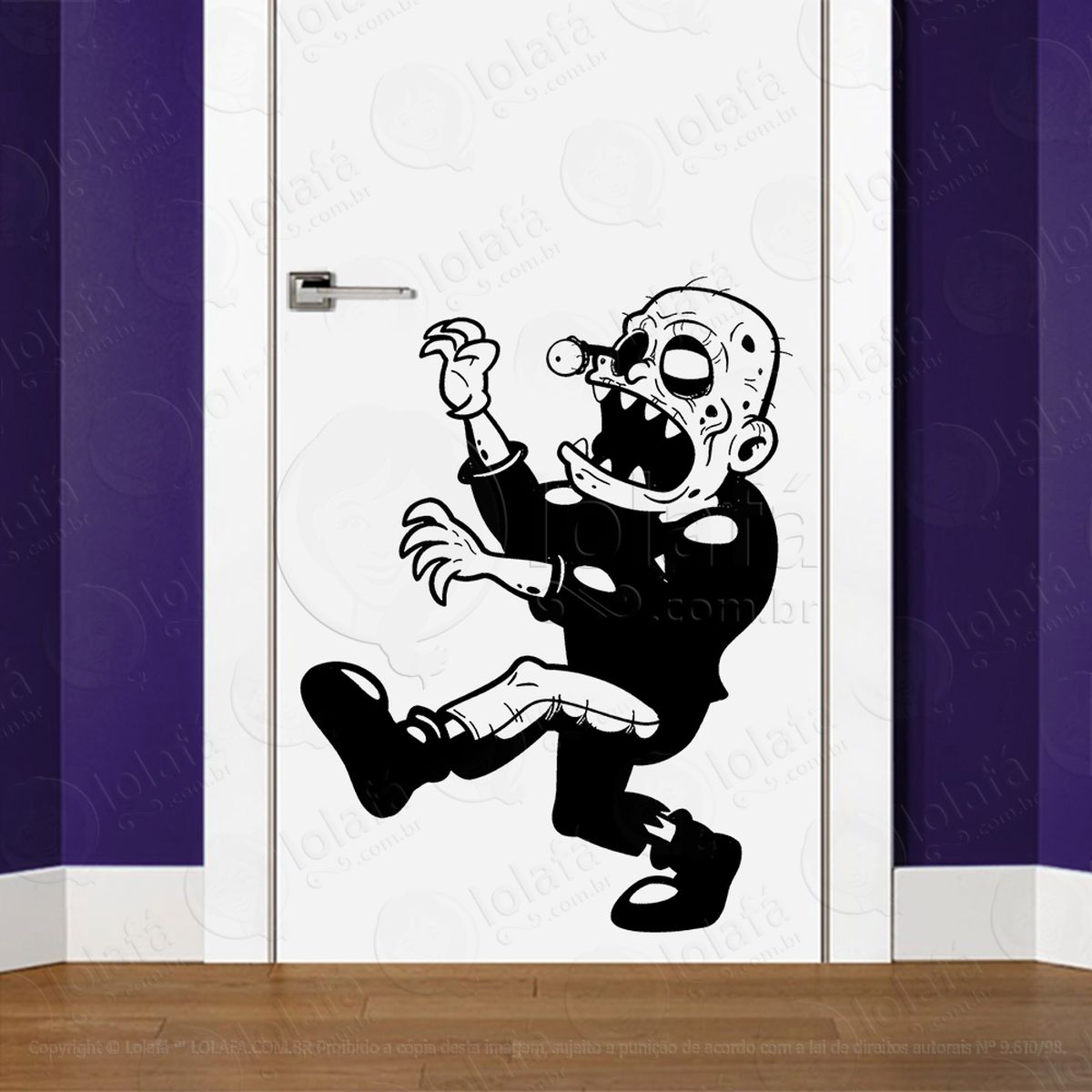 zombie adesivo de parede para quarto, porta e vidro - mod:128