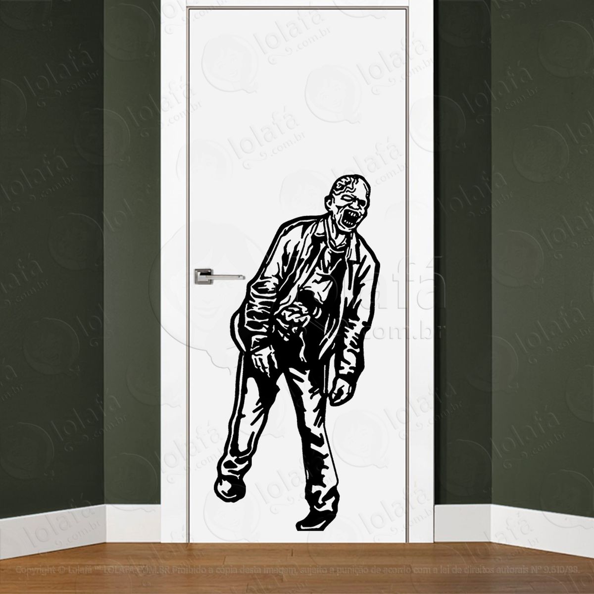 zombie adesivo de parede para quarto, porta e vidro - mod:138